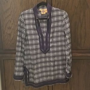 Tory Burch silk navy blue tunic